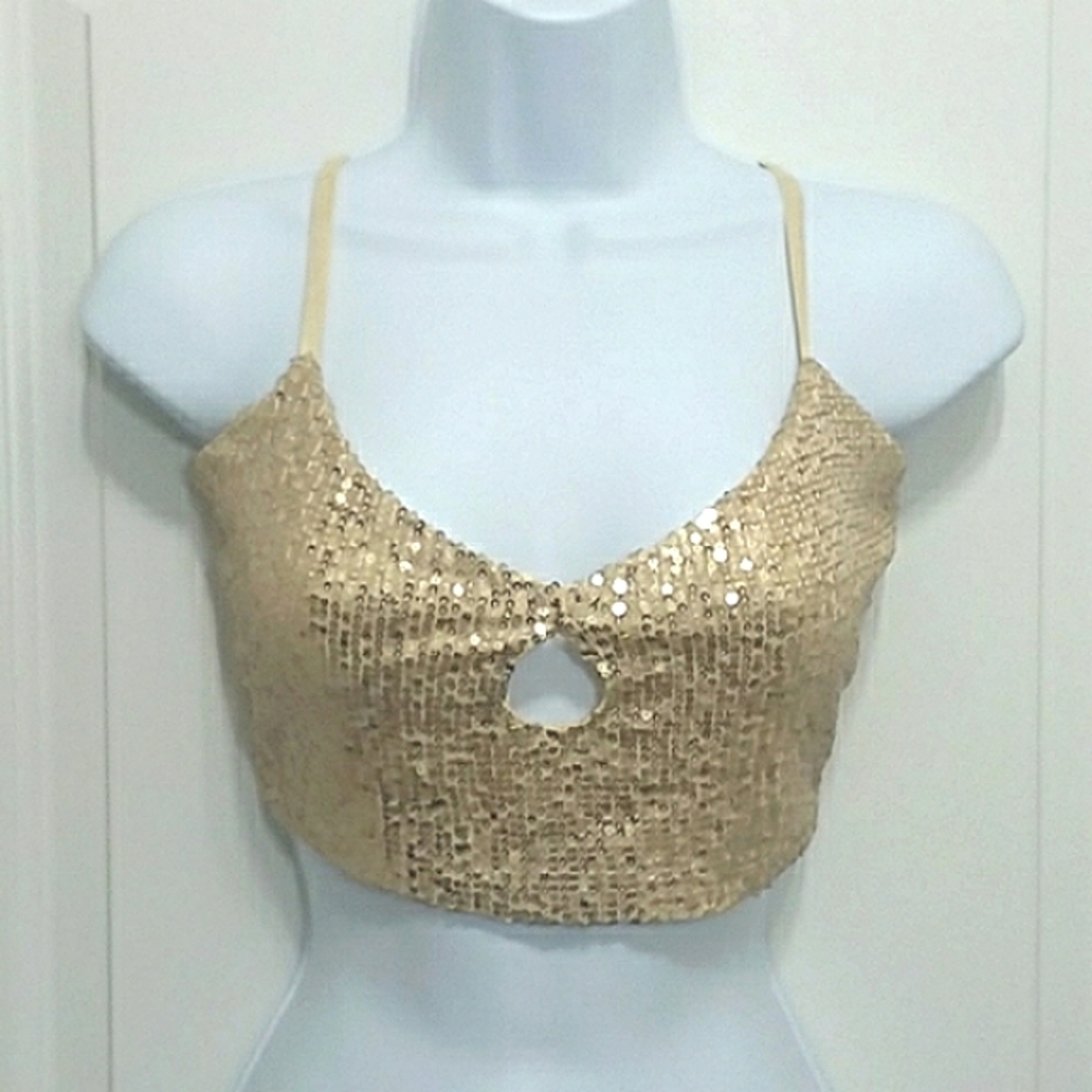 *5/$20* Gold Sequin Crop Top. NEW